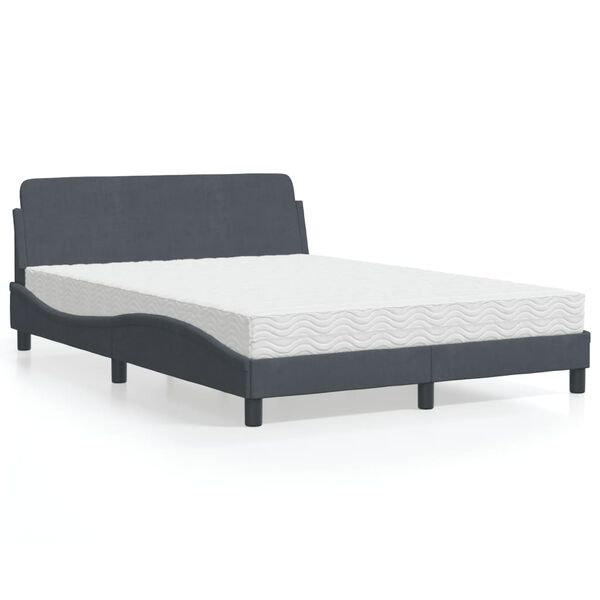 vidaXL Letto con Materasso Dover Grigio Scuro 140x200 cm in Velluto