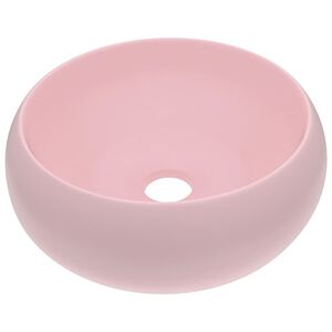 vidaXL Lavandino Lusso Rotondo Rosa Opaco 40x15 cm in Ceramica