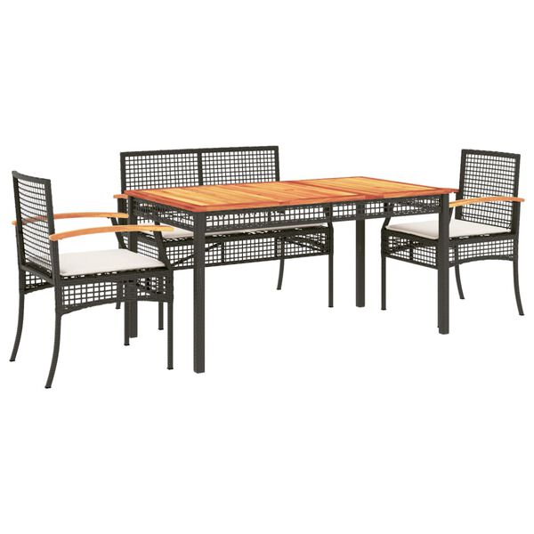vidaXL Set da Pranzo da Giardino 5 pz Nero con Cuscini in Polyrattan