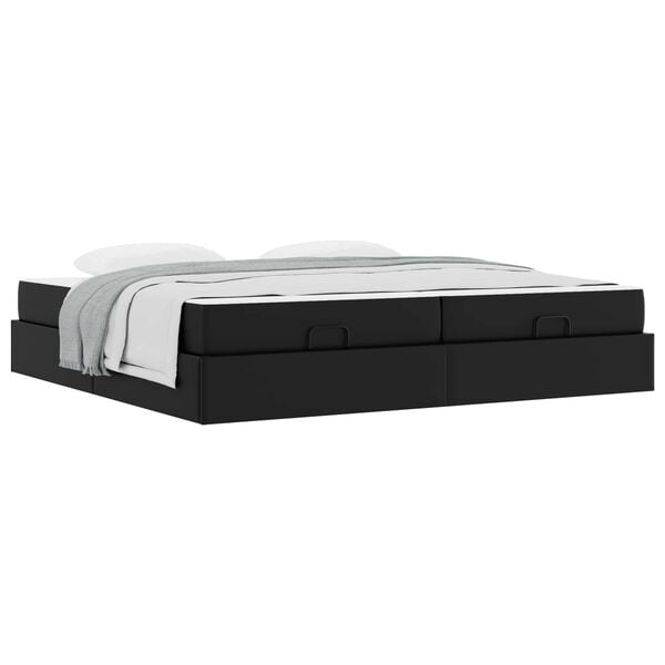 vidaXL Struttura letto con materasso con materasso 2 pcs Nero PVC