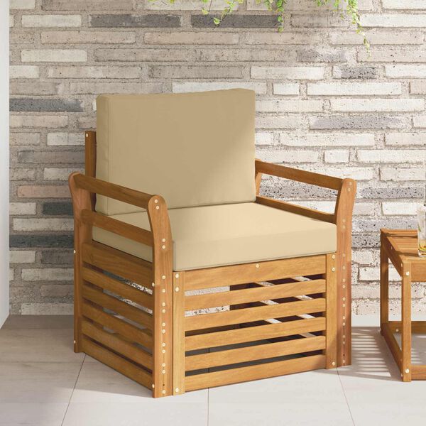 vidaXL Set di divani da esterno con cuscino Naturale 75,5 x 63 x 73 cm