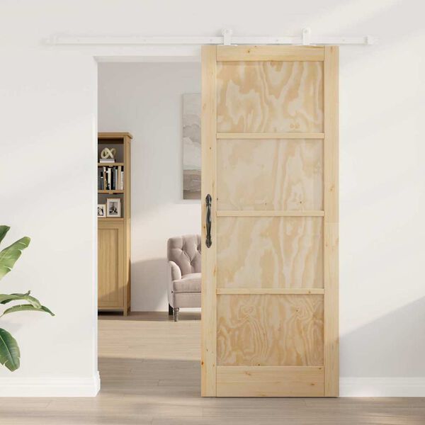 vidaXL Porta scorrevole ORKDAL Marrone 83 x 211 cm Pino massello