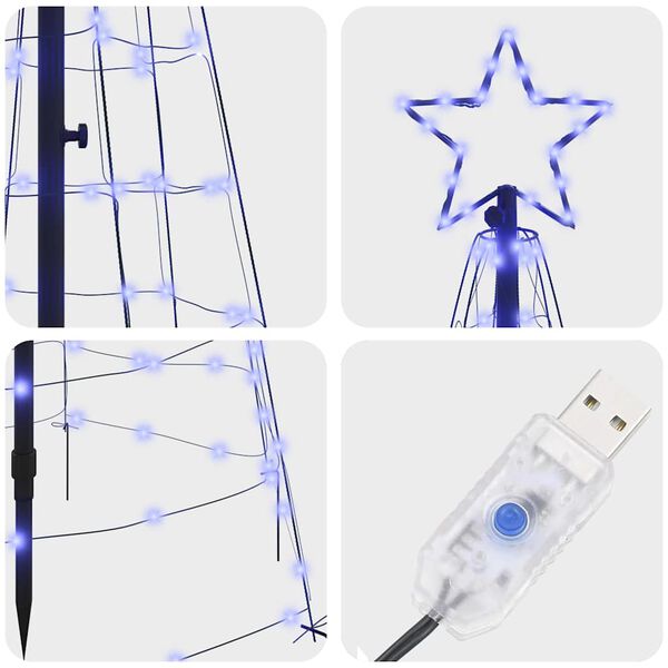 vidaXL Albero di Natale LED con picchetti per il terreno Blu 250 cm