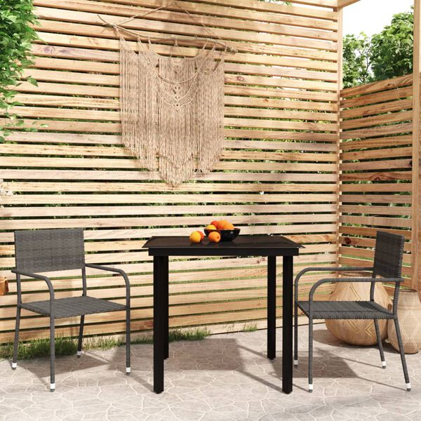 vidaXL Set Mobili da Pranzo per Giardino 3 pz Grigio