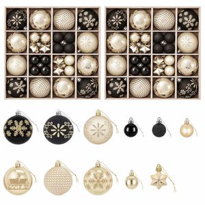 vidaXL Set di Palline di Natale 88 pz Nero e Oro &Oslash; 6 cm Plastica