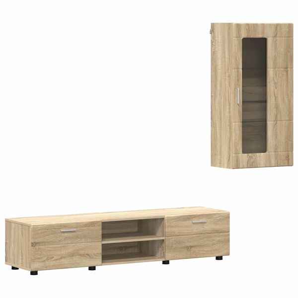 vidaXL Set mobile TV con porta FLORIN Rovere Sonoma Legno multistrato
