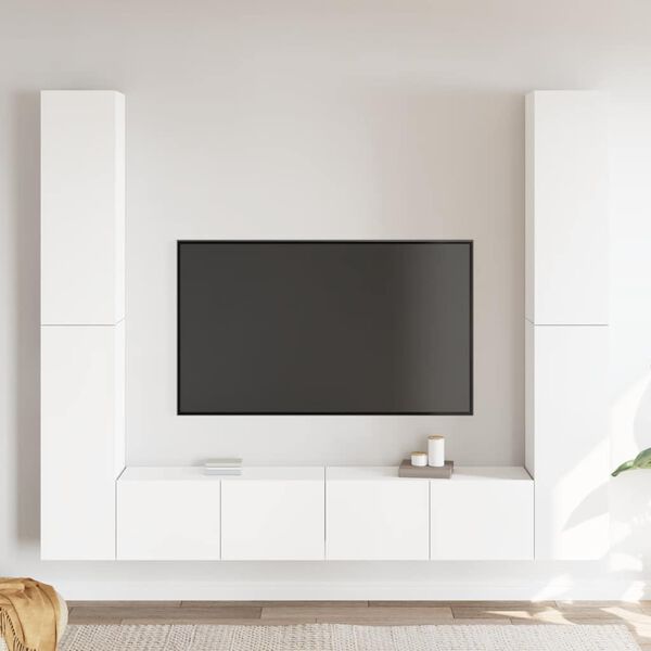 vidaXL Set Mobili Porta TV 6 pz Bianco in Legno Multistrato