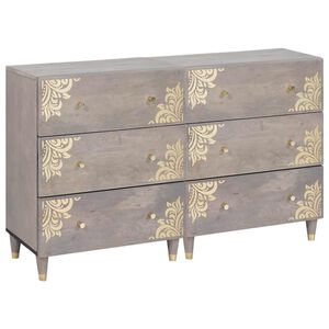 vidaXL Credenza 2 pz 60 x 33 x 75 cm Legno di mango massello Grigio