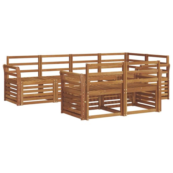 vidaXL Set divani 7 pcs Naturale Legno di Acacia Massello