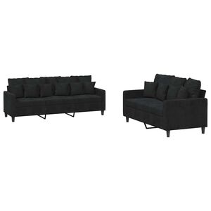 vidaXL Set di Divani 2 pz con Cuscini Nero in Velluto