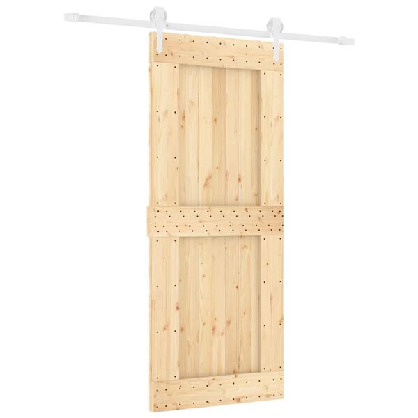 vidaXL Porta Scorrevole con Set Hardware 85x210 cm Legno Massello Pino