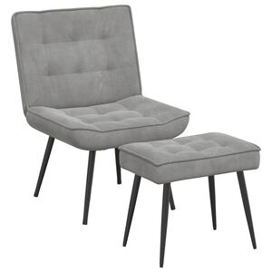 vidaXL Poltrona Relax con Poggiapiedi Grigio Chiaro in Velluto