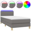 vidaXL Letto a Molle Materasso e LED Grigio Scuro 100x200cm in Tessuto