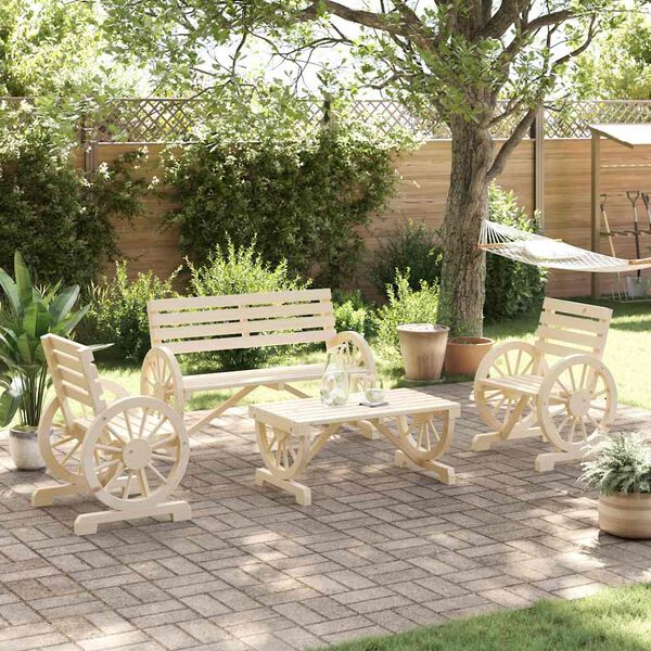 vidaXL Set Salotto da Giardino 4 pz in Legno Massello di Abete