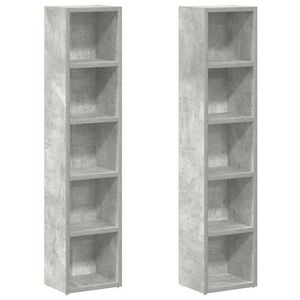 vidaXL Scaffali CD 2pz Grigio Cemento 21x16x93,5 cm Legno Multistrato