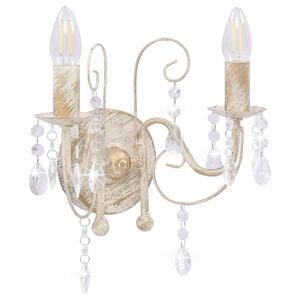 vidaXL Lampada da Muro con Perle Bianca per 2 Lampadine E14