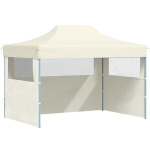 vidaXL Gazebo Professionale Pieghevole con 3 Pareti 3x4m Acciaio Crema