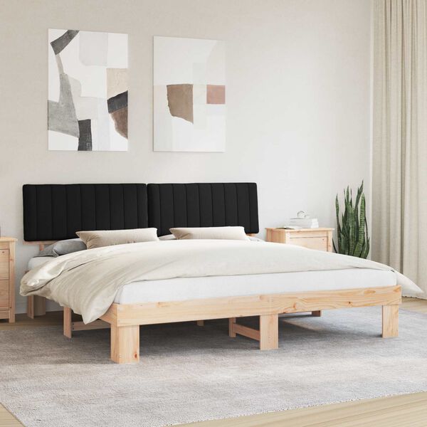 vidaXL Letto con Testiera Rivestita Nero 200 x 200 cm Pino massello