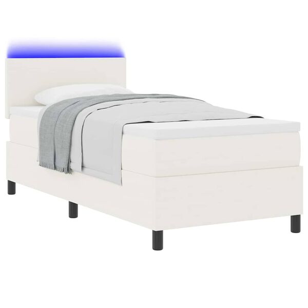vidaXL Letto a molle Crema e Bianco 193 x 90 x 88 cm