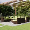 vidaXL Set Divani da Giardino 10 pz con Cuscini in Polyrattan Marrone