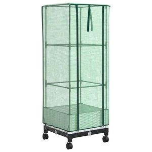 vidaXL Vaso da Giardino con Copertura per Serra e Ruote Bianco PP