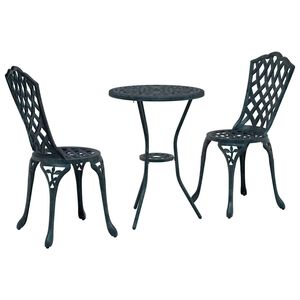 vidaXL Set Bistro da Giardino 3 pcs Verde Alluminio