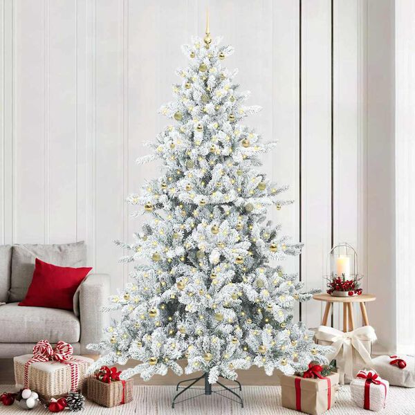 vidaXL Albero di Natale Artificiale con Rami Pieghevoli Bianco 240 cm