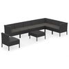 vidaXL Set Divani da Giardino 9 pz con Cuscini in Polyrattan Nero