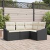 vidaXL Set Divano da Giardino 4 pcs Nero e Bianco polyrattan