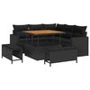 vidaXL Set Divano da Giardino 9 pz 6-Numero di posti Nero polyrattan