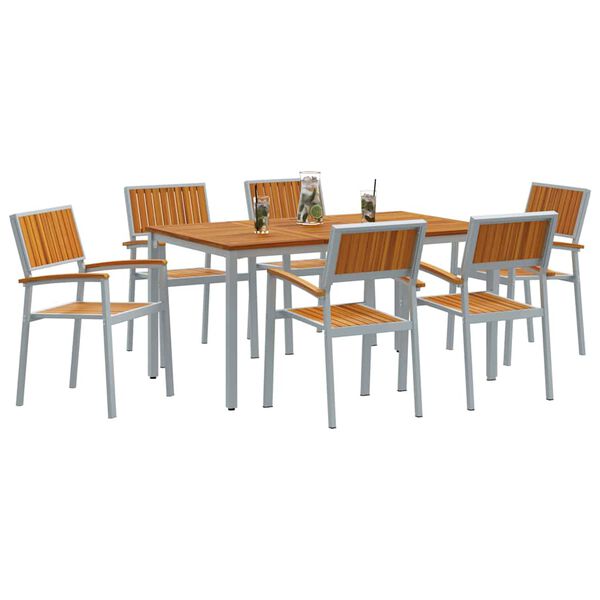 vidaXL Set da Pranzo per Giardino 7 pcs Grigio