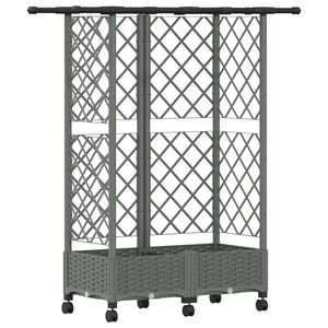 vidaXL Letto Rialzato con Griglia e Tetto Grigio Chiaro PP