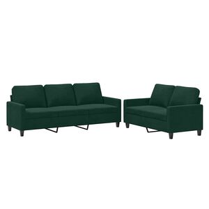 vidaXL Set di Divani 2 pz con Cuscini Verde scuro in Velluto