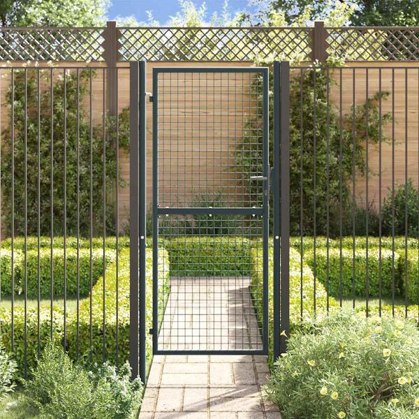 vidaXL Cancello da Giardino in Rete di Acciaio Zincato 100x200 cm Grigio