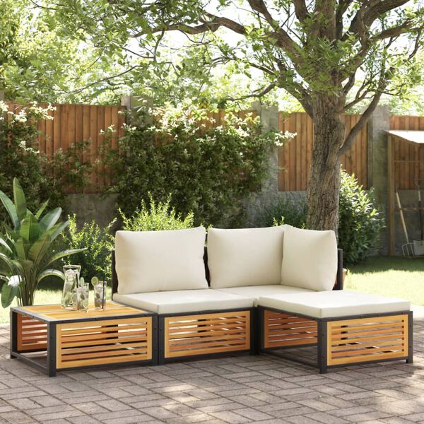 vidaXL Sgabello da Giardino con Cuscini 68x68x30 cm Massello Acacia