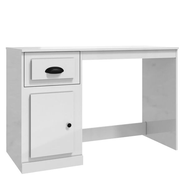 vidaXL Scrivania Cassetto Bianco Lucido 115x50x75 cm Legno Multistrato