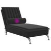 vidaXL Chaise Longue Massaggi con Cuscino a Rullo Nero in Velluto