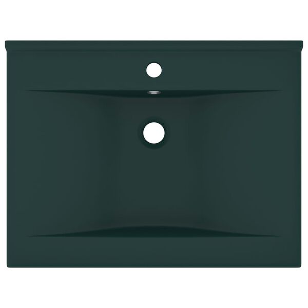 vidaXL Lavabo con Foro Rubinetto Verde Scuro Opaco 60x46cm in Ceramica