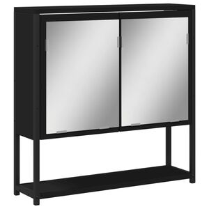 vidaXL Mobile da Bagno con Specchio Nero 60x16x60 cm Legno Multistrato