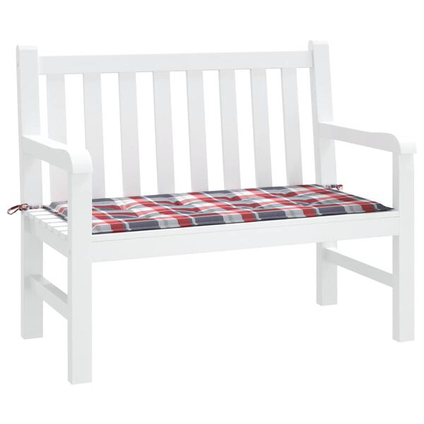 vidaXL Cuscino per Panca a Quadri Rossi 120x50x3 cm Tessuto Oxford