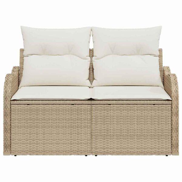 vidaXL Divano da giardino con cuscino Beige 121 x 62 x 69cm polyrattan