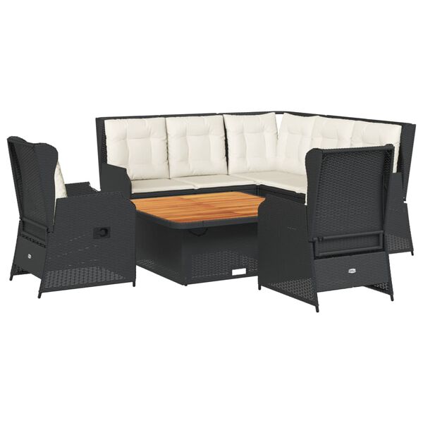 vidaXL Set Mobili da Giardino 6 pz con Cuscini in Polyrattan Nero