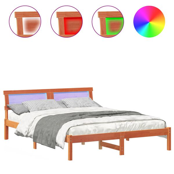 vidaXL Struttura del letto Marrone cerato 160 x 200 cm Pino massello