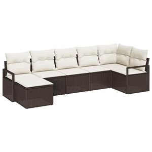 vidaXL Set di divani con cuscino 7 pcs Marrone e Crema polyrattan