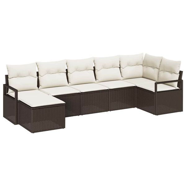 vidaXL Set di divani con cuscino 7 pcs Marrone e Crema polyrattan