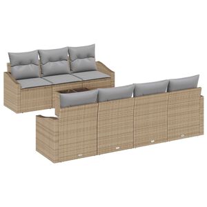 vidaXL Set di divani con cuscino 8 pcs Beige e grigio polyrattan