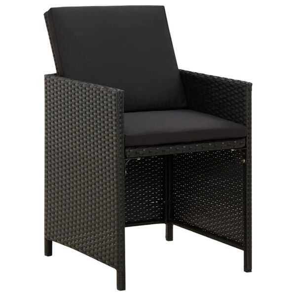 vidaXL Set da Pranzo da Giardino 5 pz con Cuscini in Polyrattan Nero