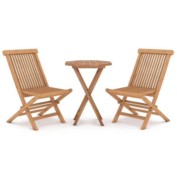 vidaXL Set da Pranzo per Giardino 3 pz in Legno Massello di Teak