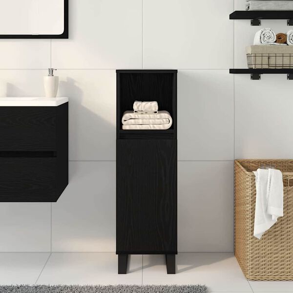 vidaXL Mobile da Bagno Rovere Nero 30 x 30 x 100 cm Legno multistrato