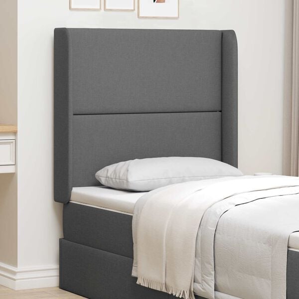 vidaXL Orecchia della Testata Grigio 80 x 16 x 4 cm Tessuto